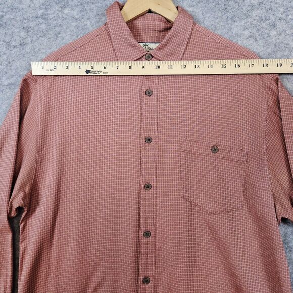 Tommy Bahama Men's 100% Silk Shirt Size M Burnt Orange Checks UNDERARM WEAR FLAW - Picture 8 of 16